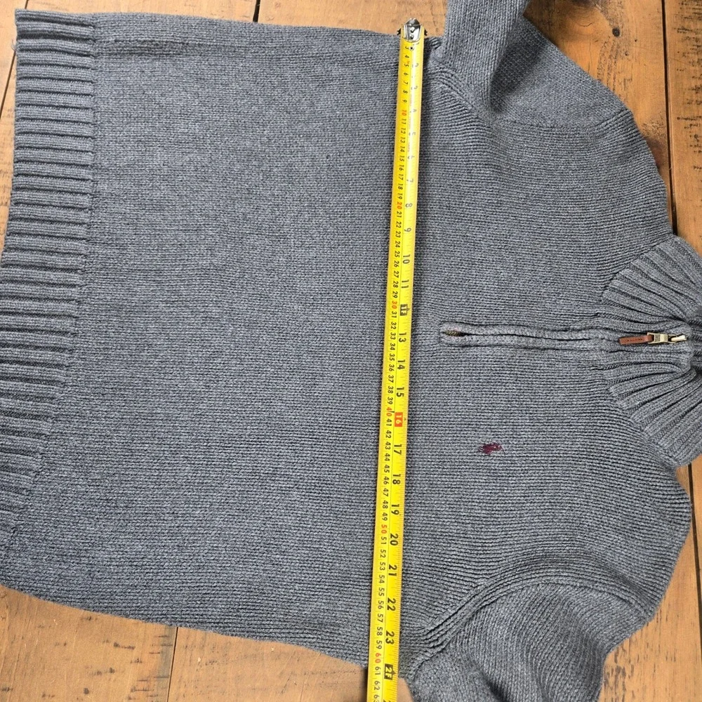 Polo Ralph Lauren Mens Gray 100% Cotton Shaker Rib Quarter Zip Sweater Large